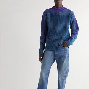 Marni Blue Rib-Knitted Sweater with Purple Ombré Effect